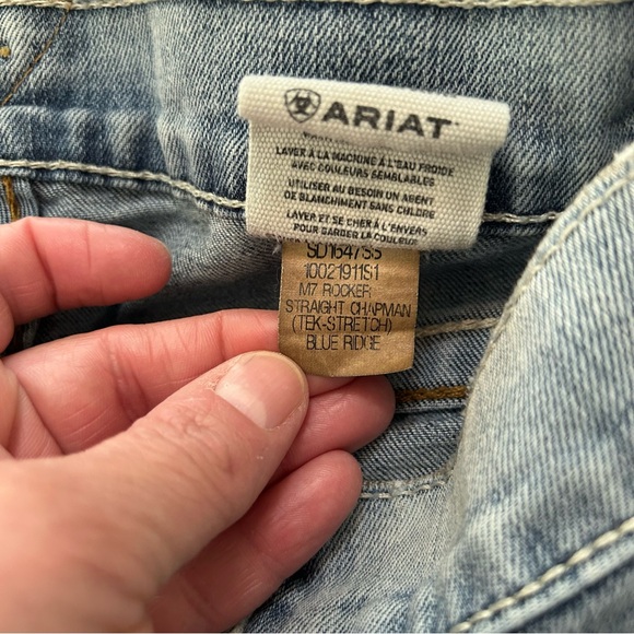 Ariat M7 Rocker Straight Leg Jeans Mens 32X34 Blue Faded Western Slim Fit Grunge - Picture 5 of 16